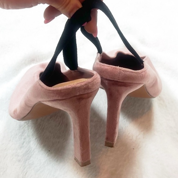 ASOS Velvet Slingback Mules Heels Pointy Toe Pink Women’s Size 8 - Picture 4 of 9